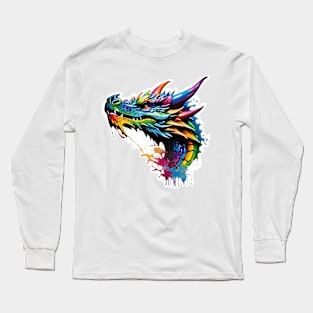 Dragon Head Dripping Rainbow Graffiti Long Sleeve T-Shirt